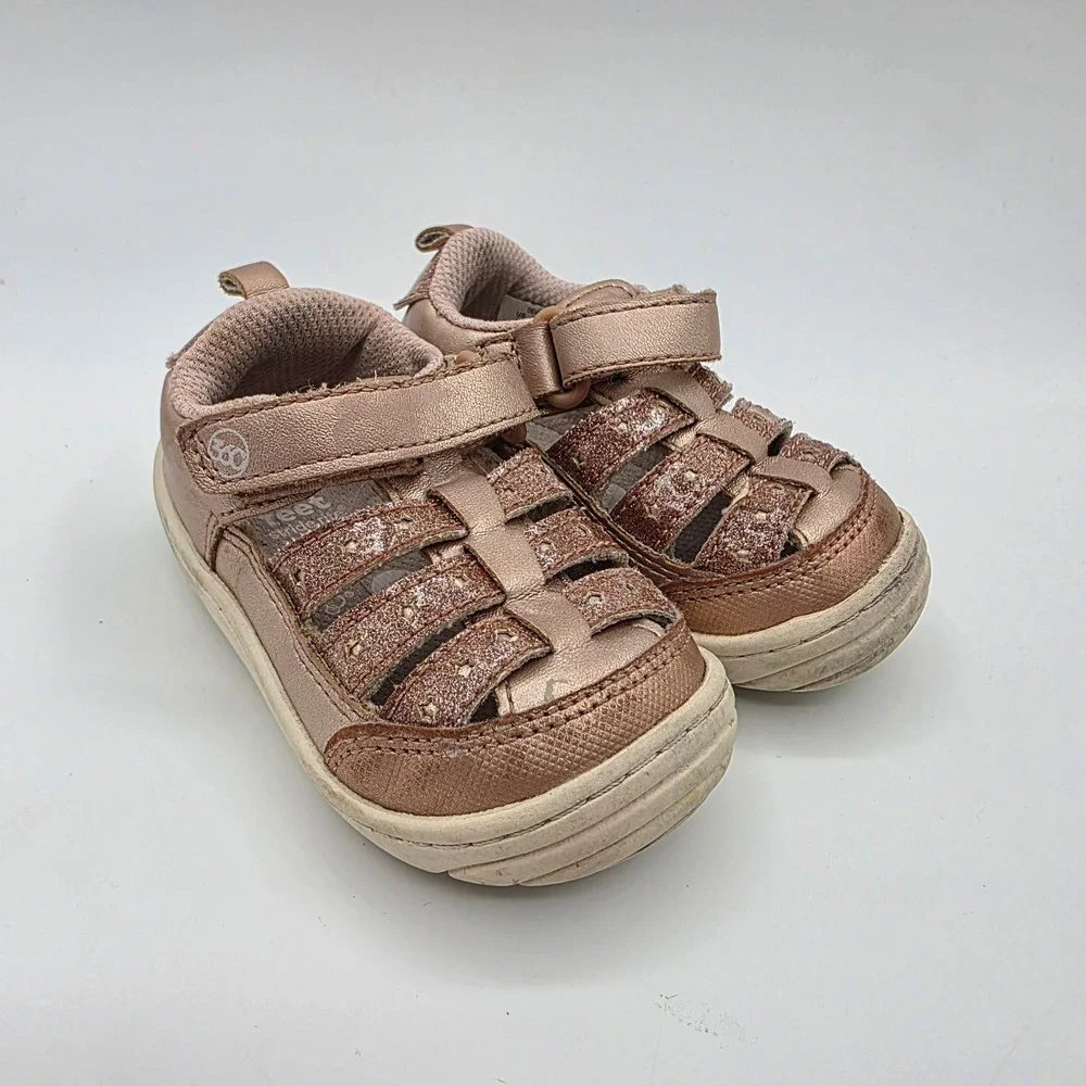 Stride Rite 360 Devany Rose Gold Metallic Glitter Sandals‎ Kids Size 5M TG000402